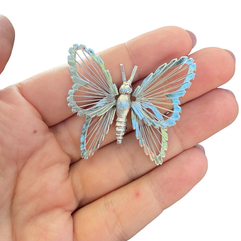 Vintage Jewelry Silver Tone Monet Butterfly Brooch